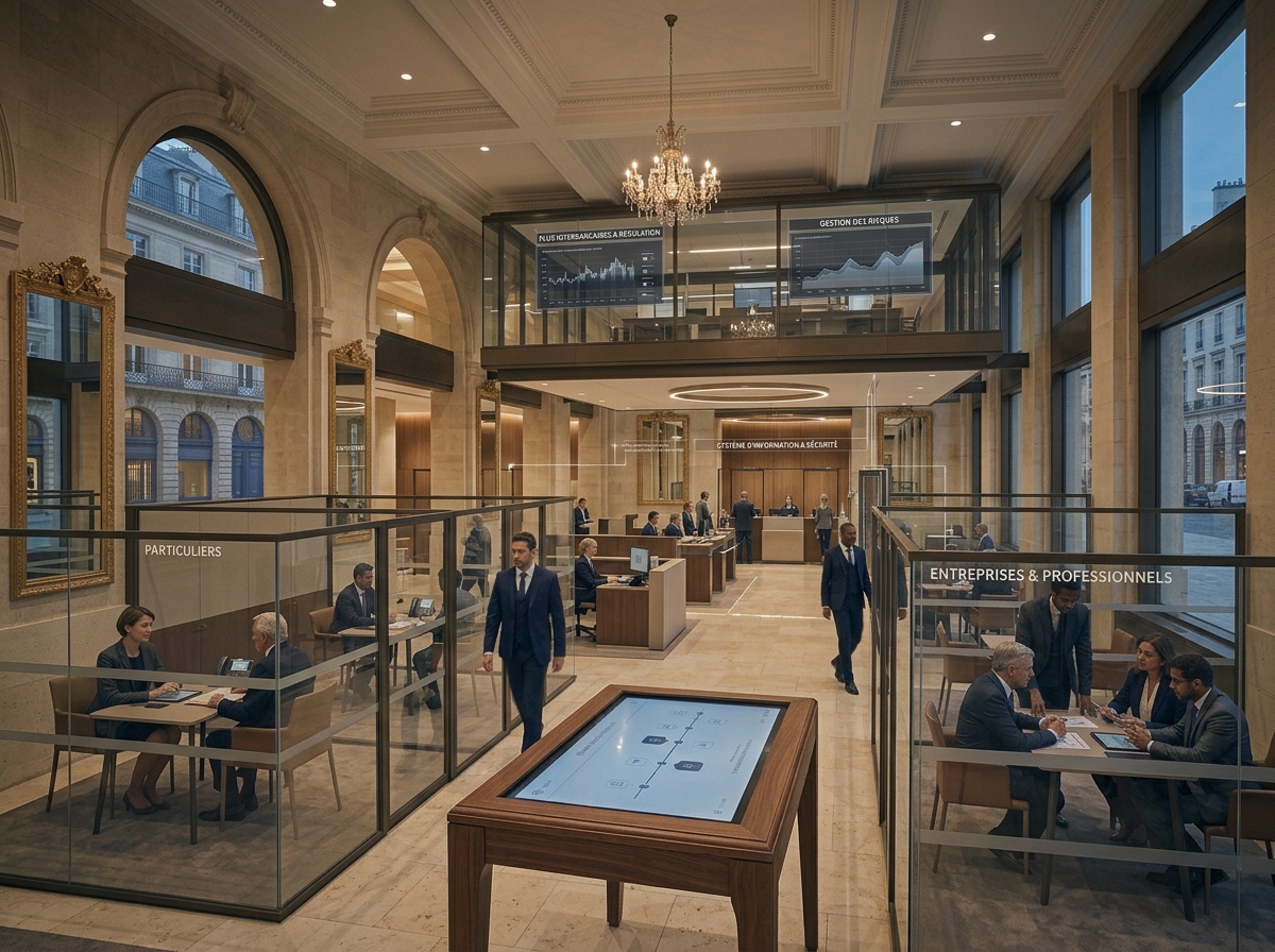 Intérieur bancaire sécurisé